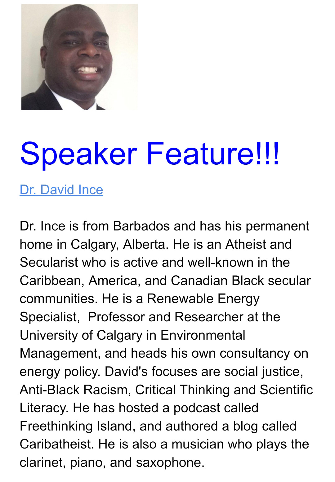 Dr. David Ince